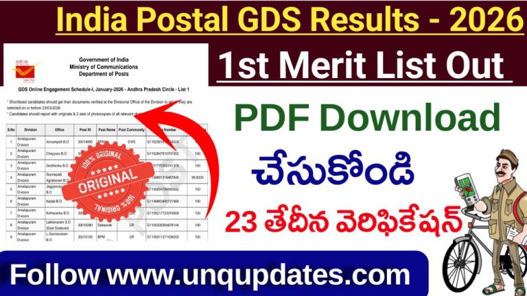 India Postal GDS Short list Pdf-2026